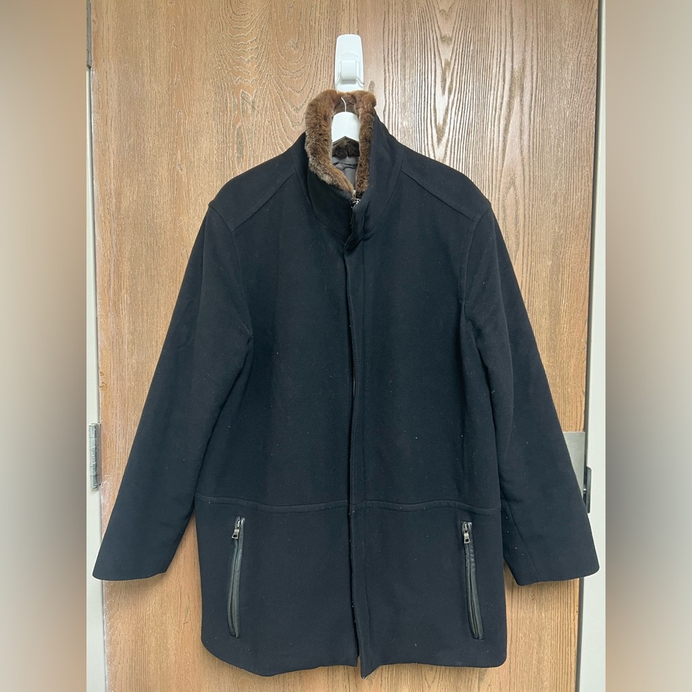 Andrew Marc Wool/Cashmere Ecodown Coat with Faux Fur Lining